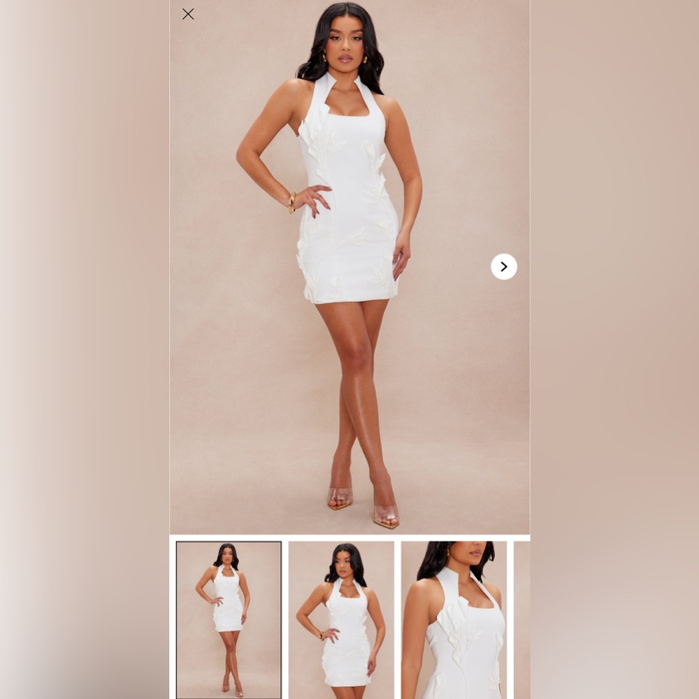 Nathalie embroidered mini dress/ off white